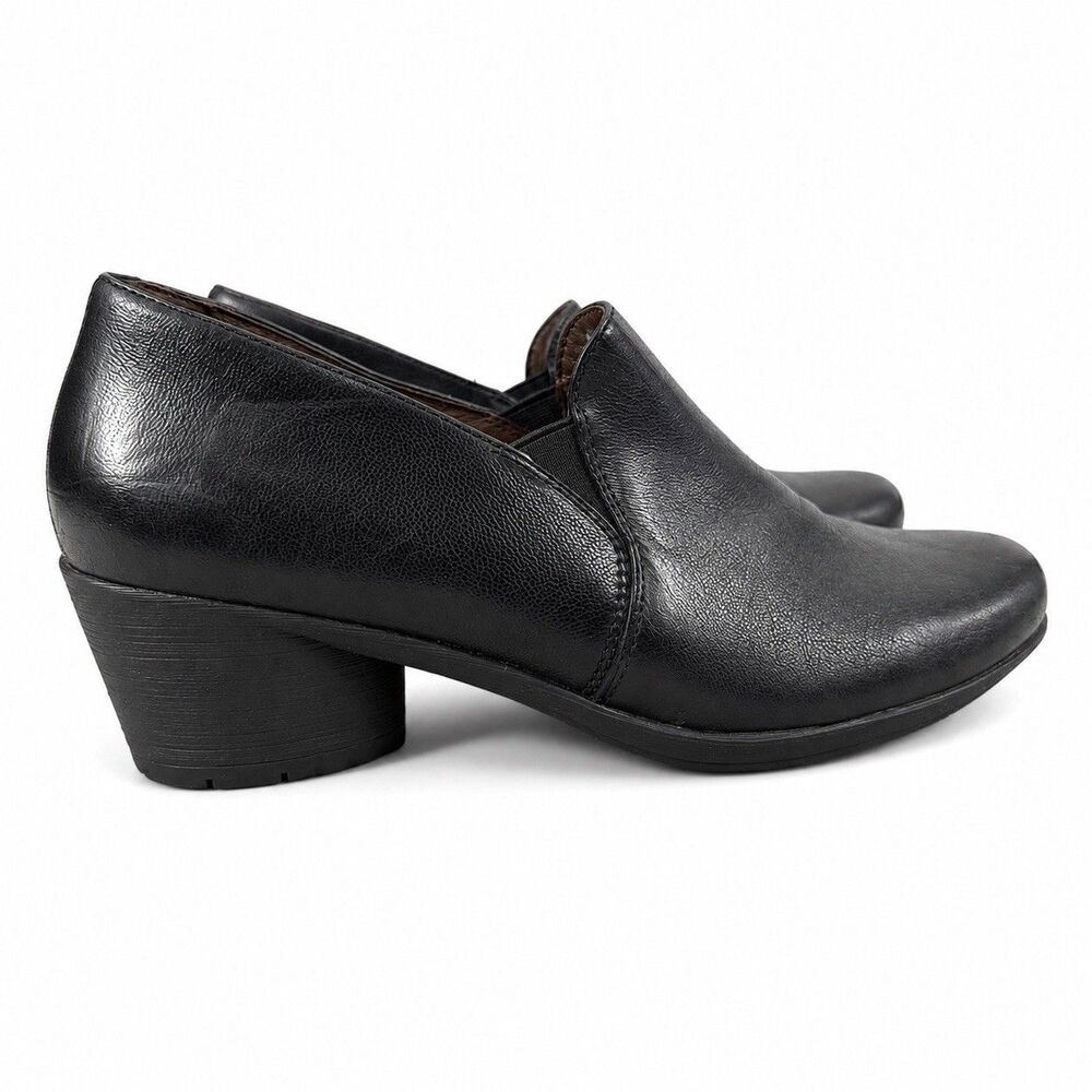 Dansko Sydney Womens 40 US 9.5 10 Black Leather Slip On Comfort Shoes Block Heel
